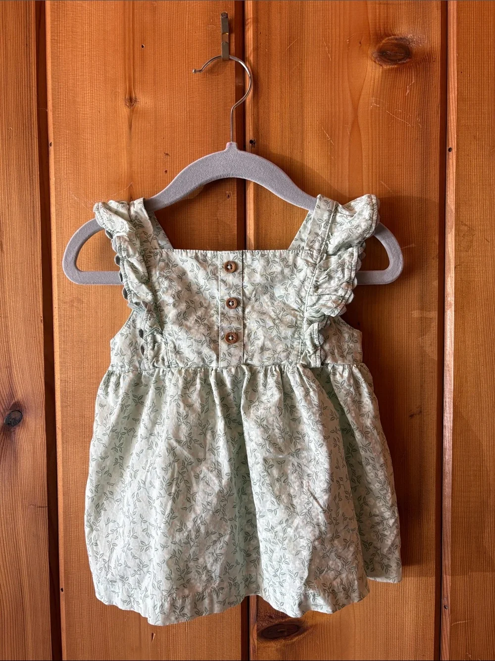 Carter's Mint Green Floral Ruffle-Sleeve Dress